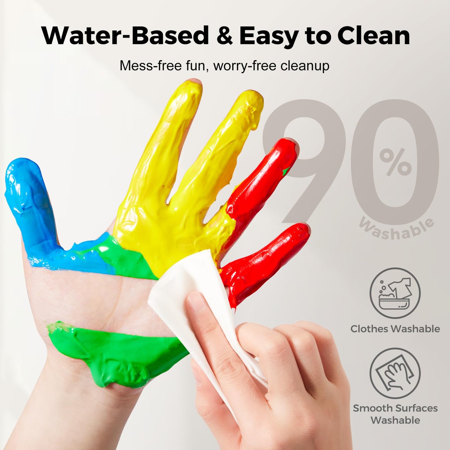 Jar Melo Washable Finger Paints for Toddlers – 10 Colors, 2.1oz Tubes