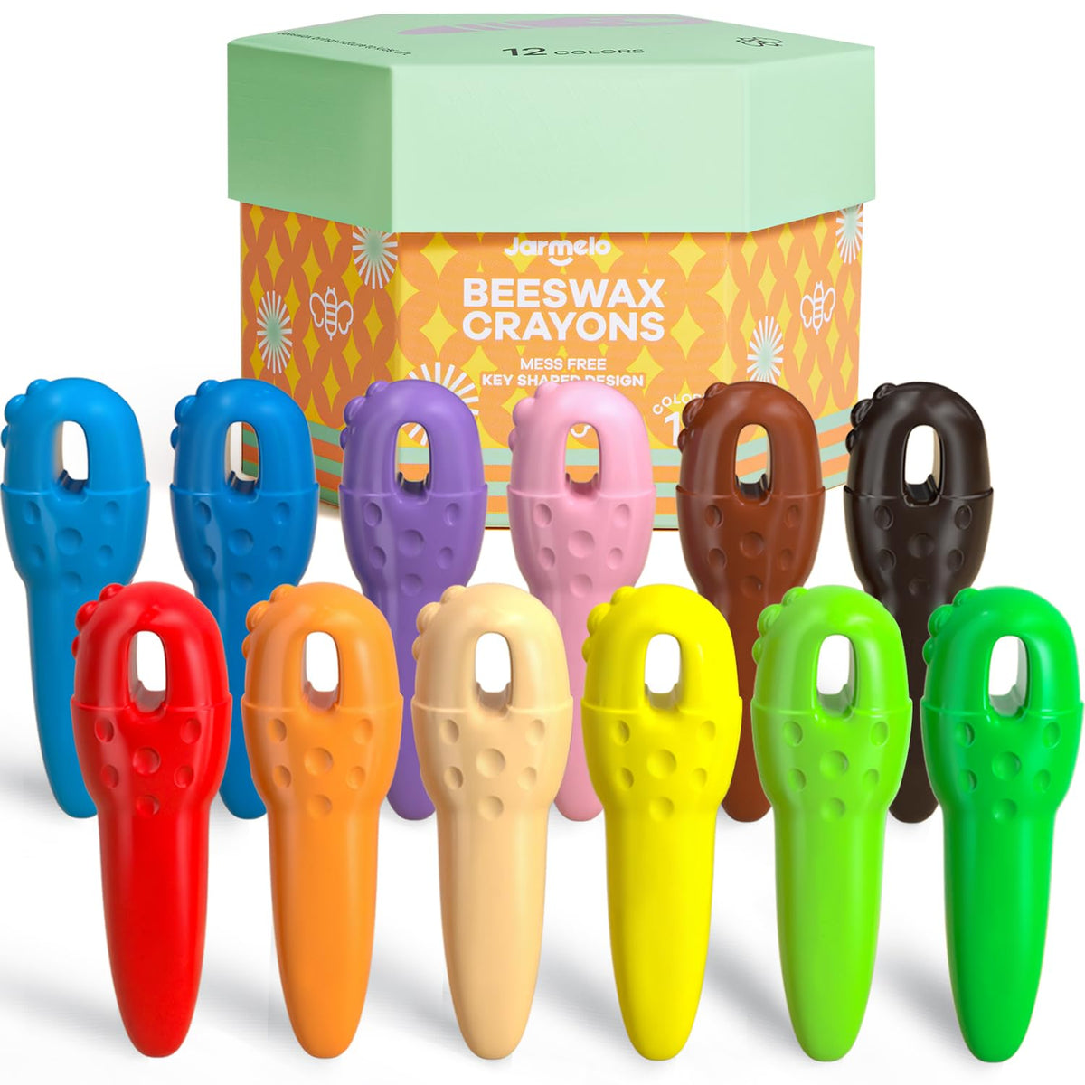 Jar Melo Mess Free Beeswax Crayons for Toddlers – 12 Colors + 108 Free Coloring Pages