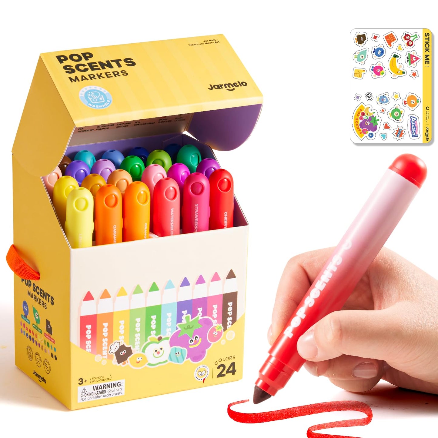 Jar Melo Scented Washable Markers – 24 Colors for Kids 4-8 | Safe, Non-Toxic, Washable Art Supplies