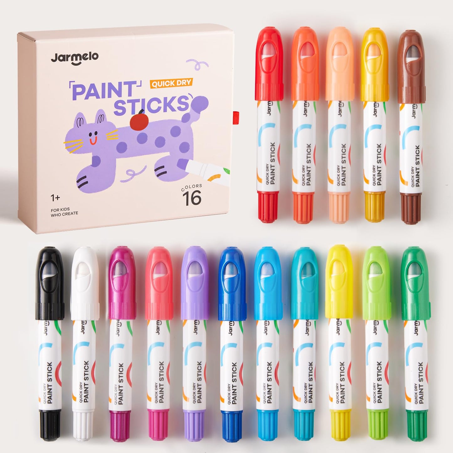 Jar Melo Tempera Paint Sticks - 16 Colors, Quick Dry, Washable