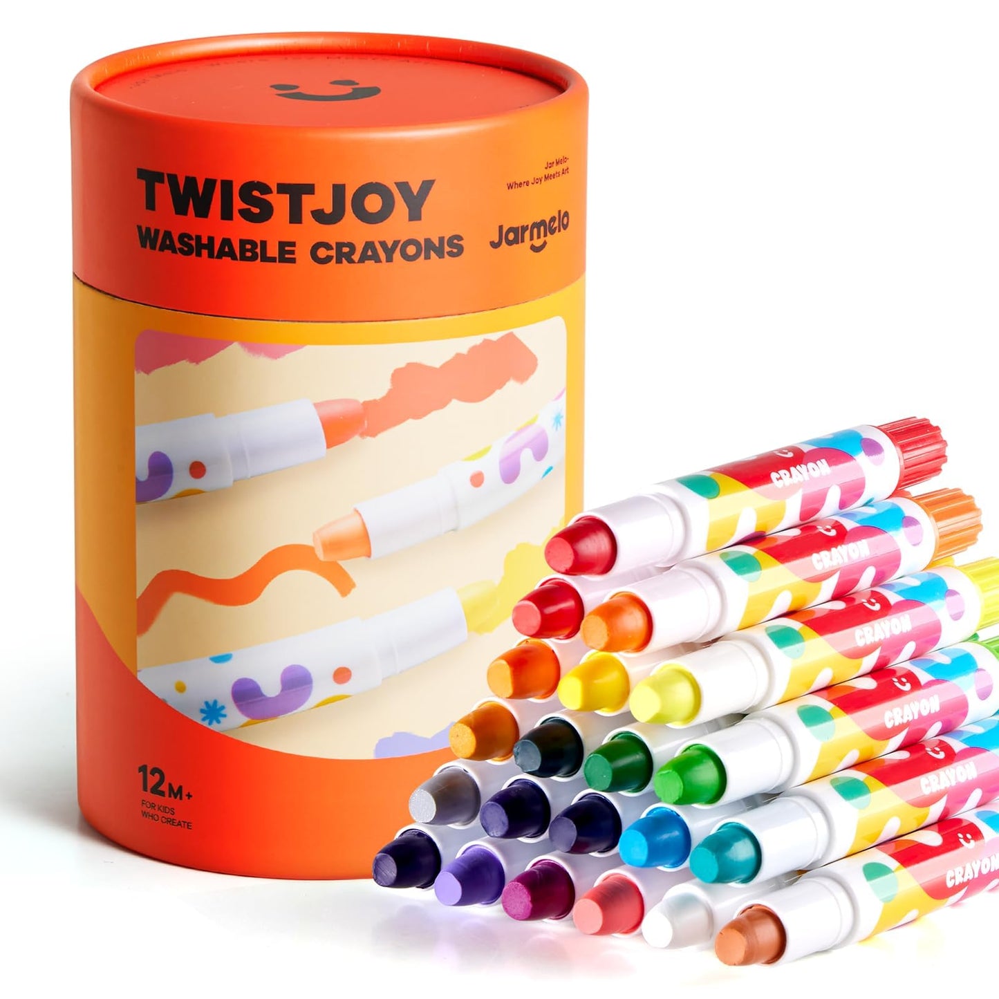 Jar Melo Jumbo Crayons for Toddlers – 24 Colors, TwistJoy, Non-Toxic & Washable
