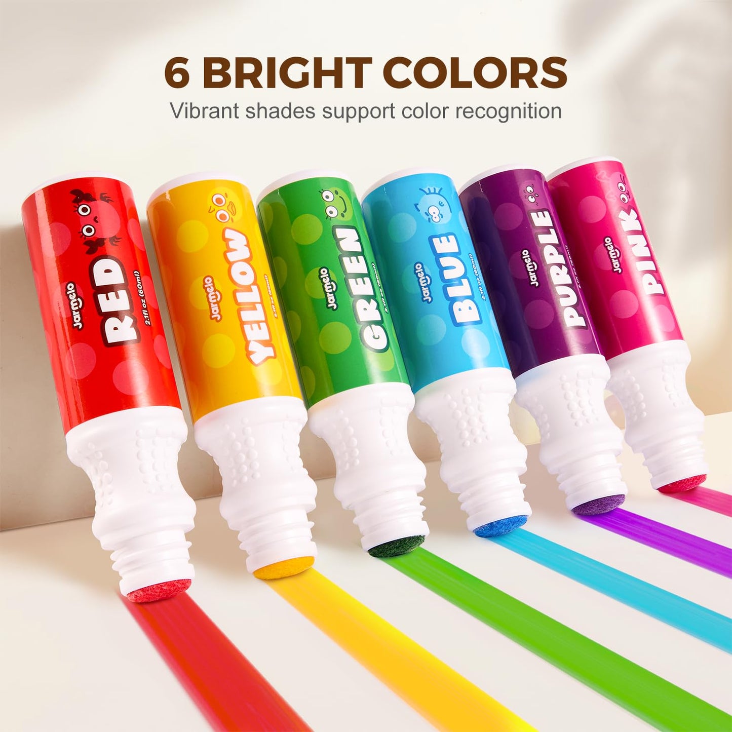 Jar Melo Washable Dot Markers for Toddlers – 6 Colors, 120 PDFs + 10 Activity Sheets (Non-Toxic)