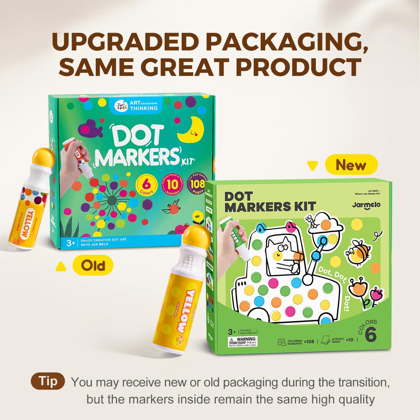 Jar Melo Washable Dot Markers for Toddlers – 6 Colors, 120 PDFs + 10 Activity Sheets (Non-Toxic)