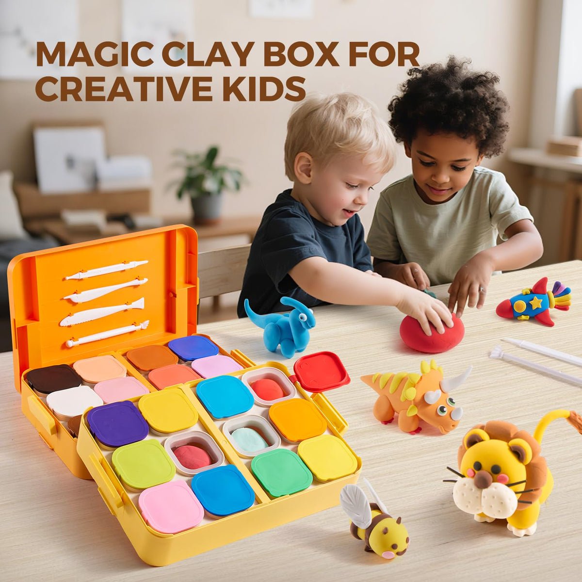 Jar Melo Air Dry Clay Kit for Kids — 24 Colors with Storage Box & Sculpting Tools