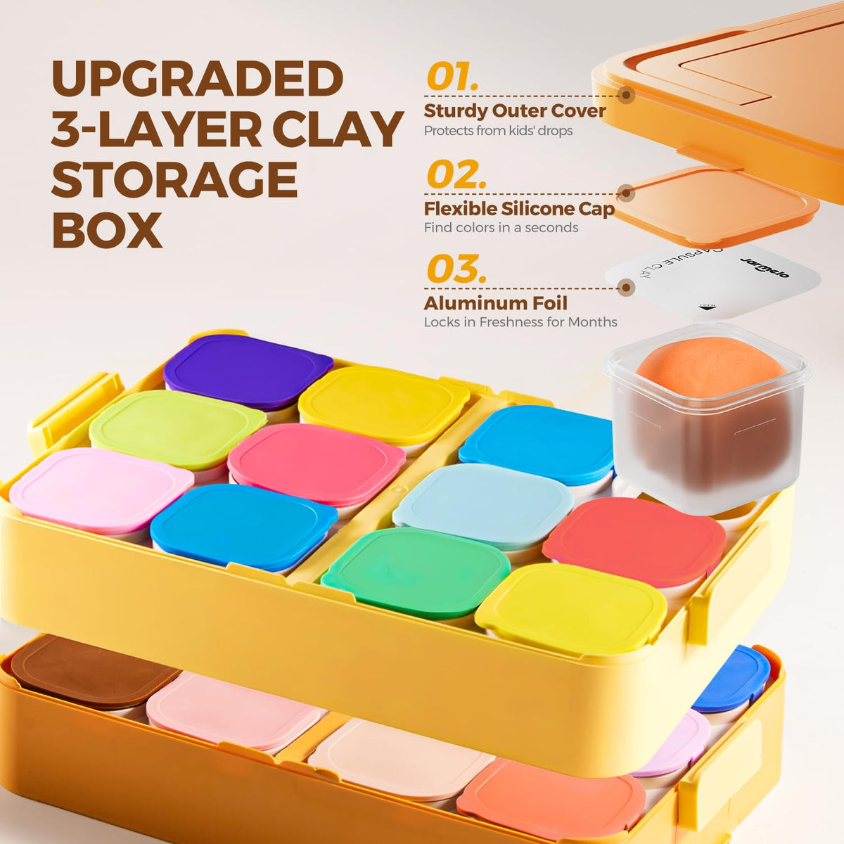 Jar Melo Air Dry Clay Kit for Kids — 24 Colors with Storage Box & Sculpting Tools