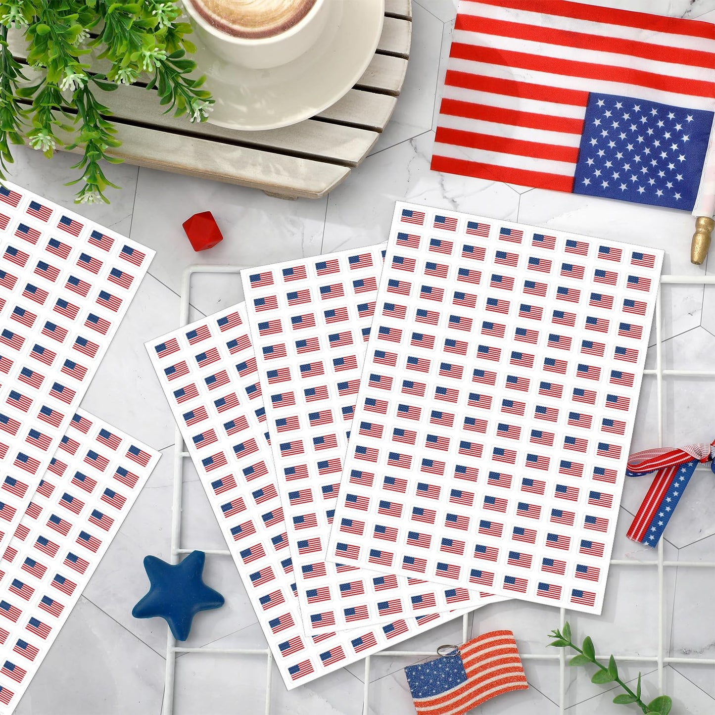 JarThenaAMCS 2400Pcs Patriotic American Flag Stickers – 0.5in Self-Adhesive DIY Decals for 4th of July