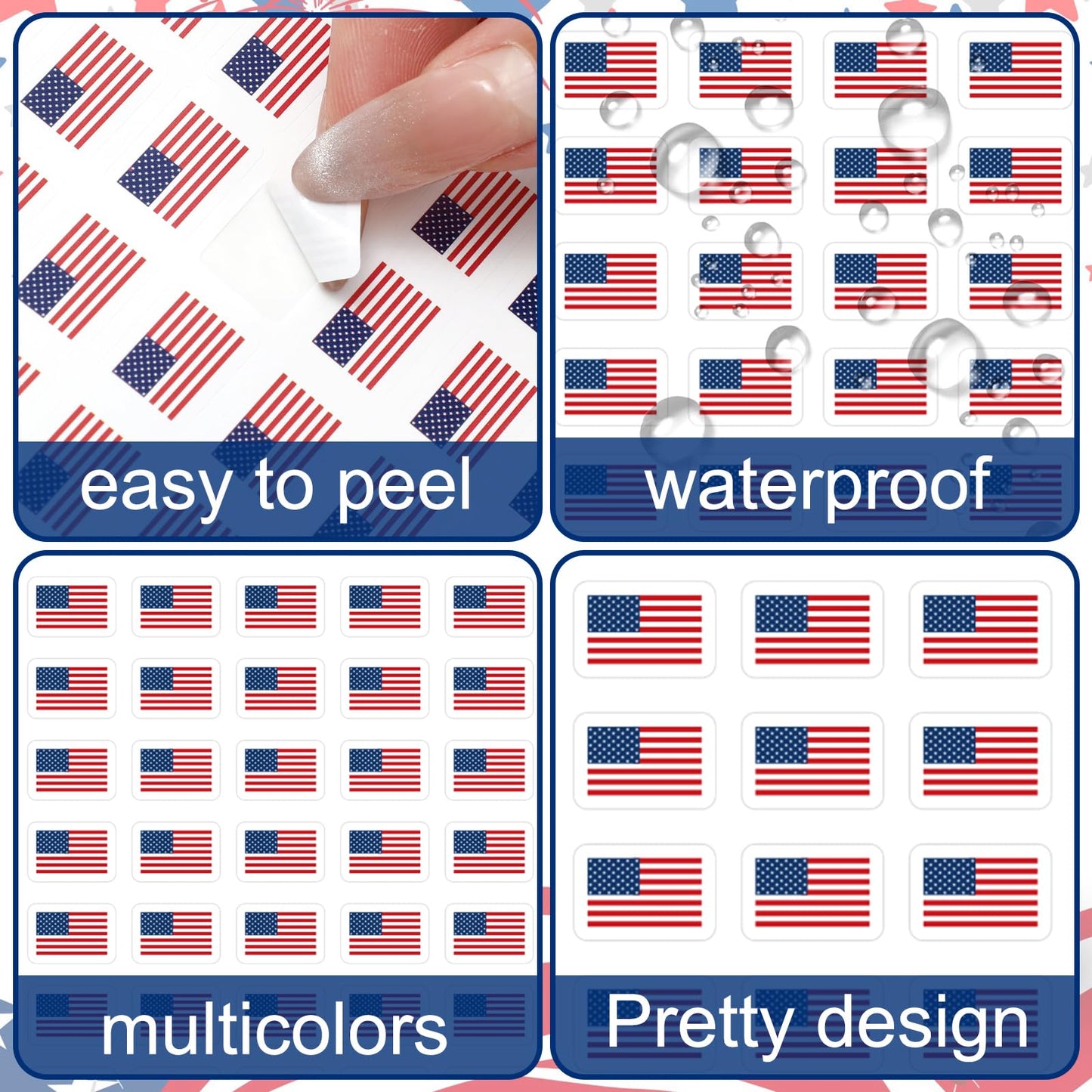 JarThenaAMCS 2400Pcs Patriotic American Flag Stickers – 0.5in Self-Adhesive DIY Decals for 4th of July