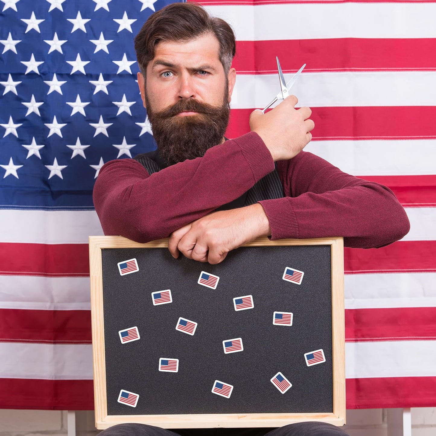 JarThenaAMCS 2400Pcs Patriotic American Flag Stickers – 0.5in Self-Adhesive DIY Decals for 4th of July