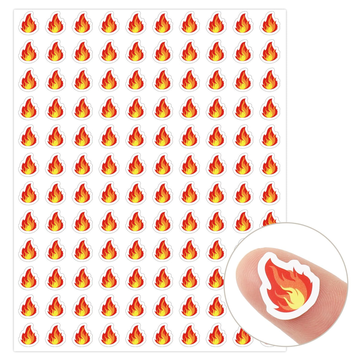 JarThenaAMCS 2400Pcs Mini Fire Sticker Set - 0.5in Orange Self-Adhesive Paper Decals for Envelopes, Scrapbooks & DIY