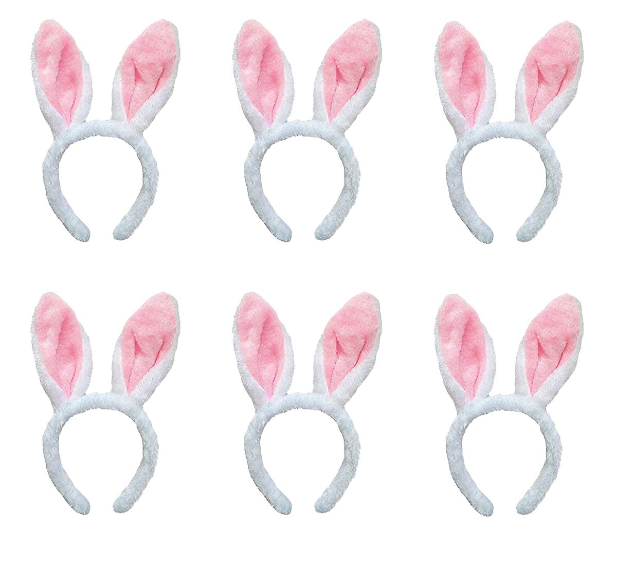 Jashem Plush Bunny Ears Headbands – 6-Piece Set for Easter & Cosplay