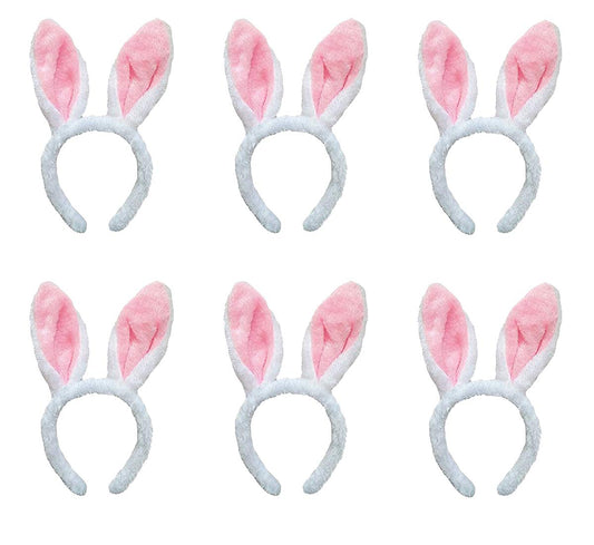 Jashem Plush Bunny Ears Headbands – 6-Piece Set for Easter & Cosplay