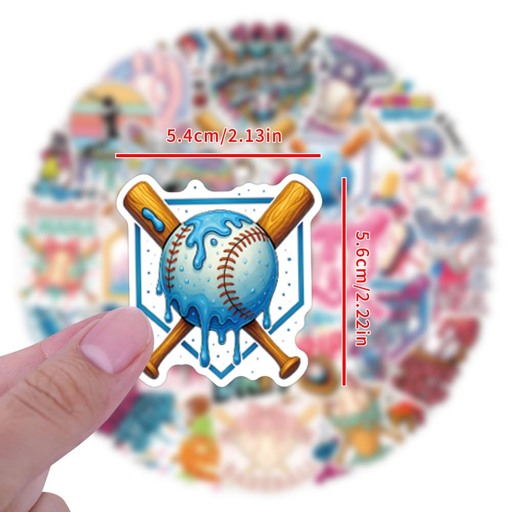 Jaskgom 110Pcs Baseball Ice Cream Drip Stickers – Colorful Sports Party Favors