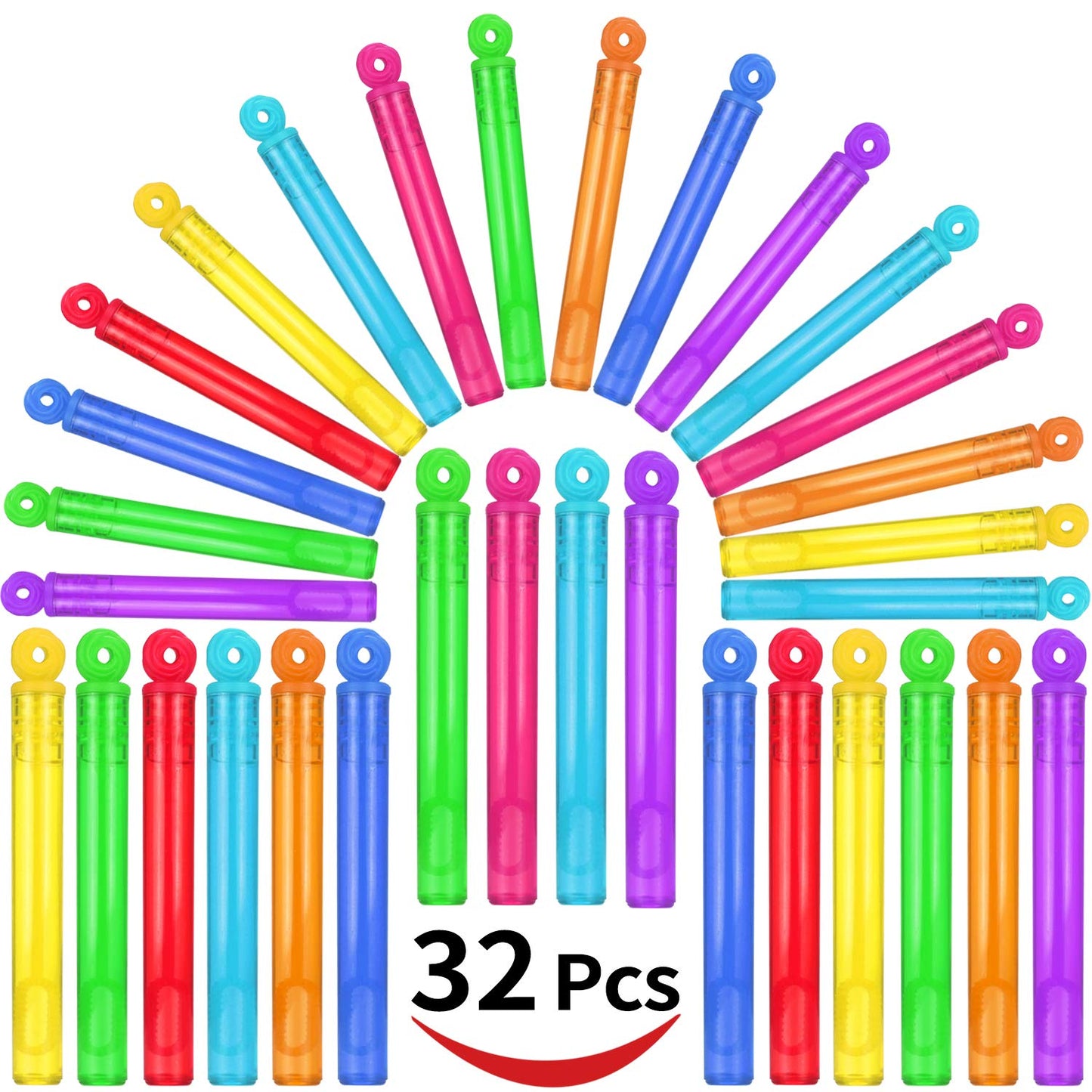 JASNKKONT 32-Piece Mini Bubble Wands – 8 Colors Party Favors for Kids