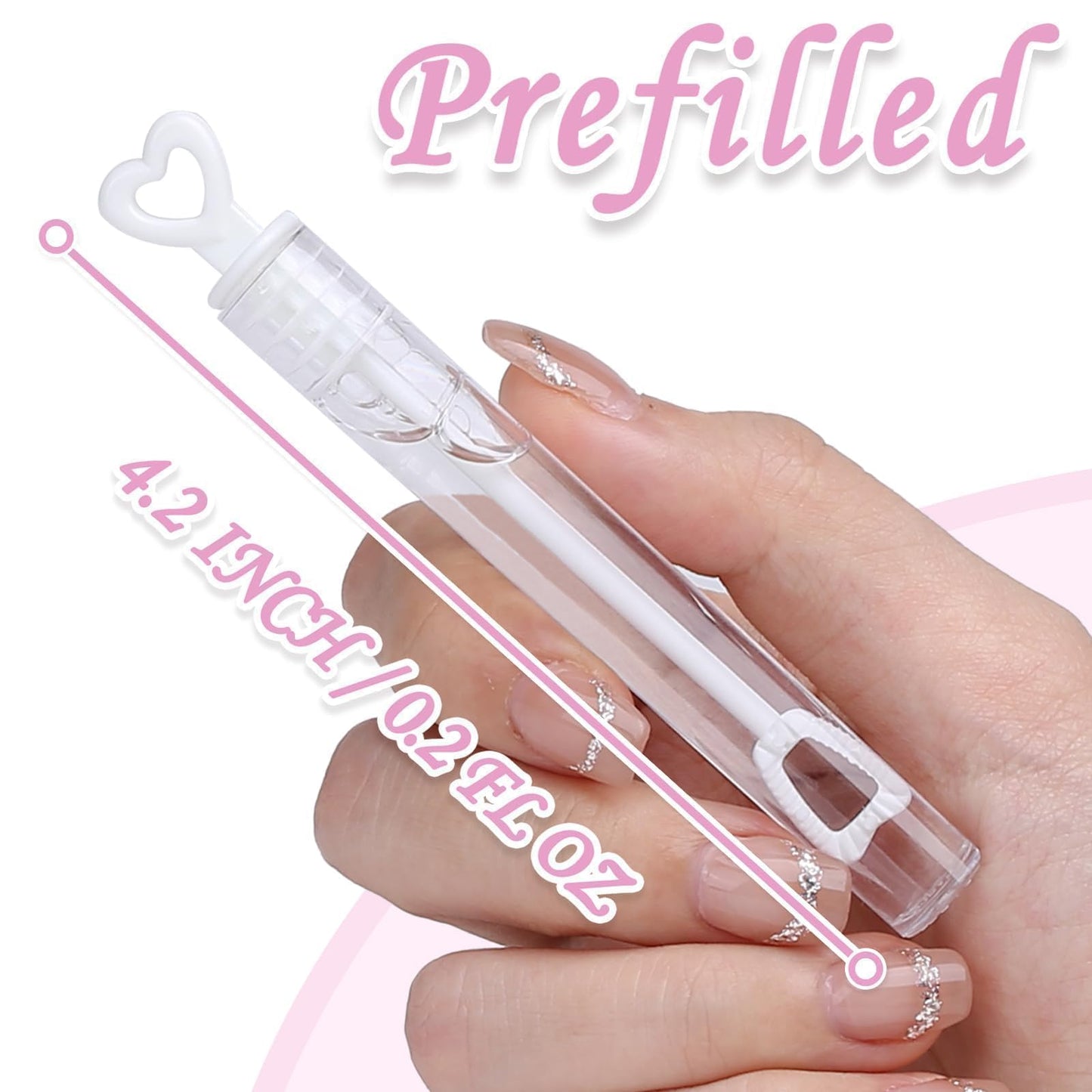 JASNKKONT 32Pcs Wedding Bubble Wands Bulk – White Heart Top Party Favors