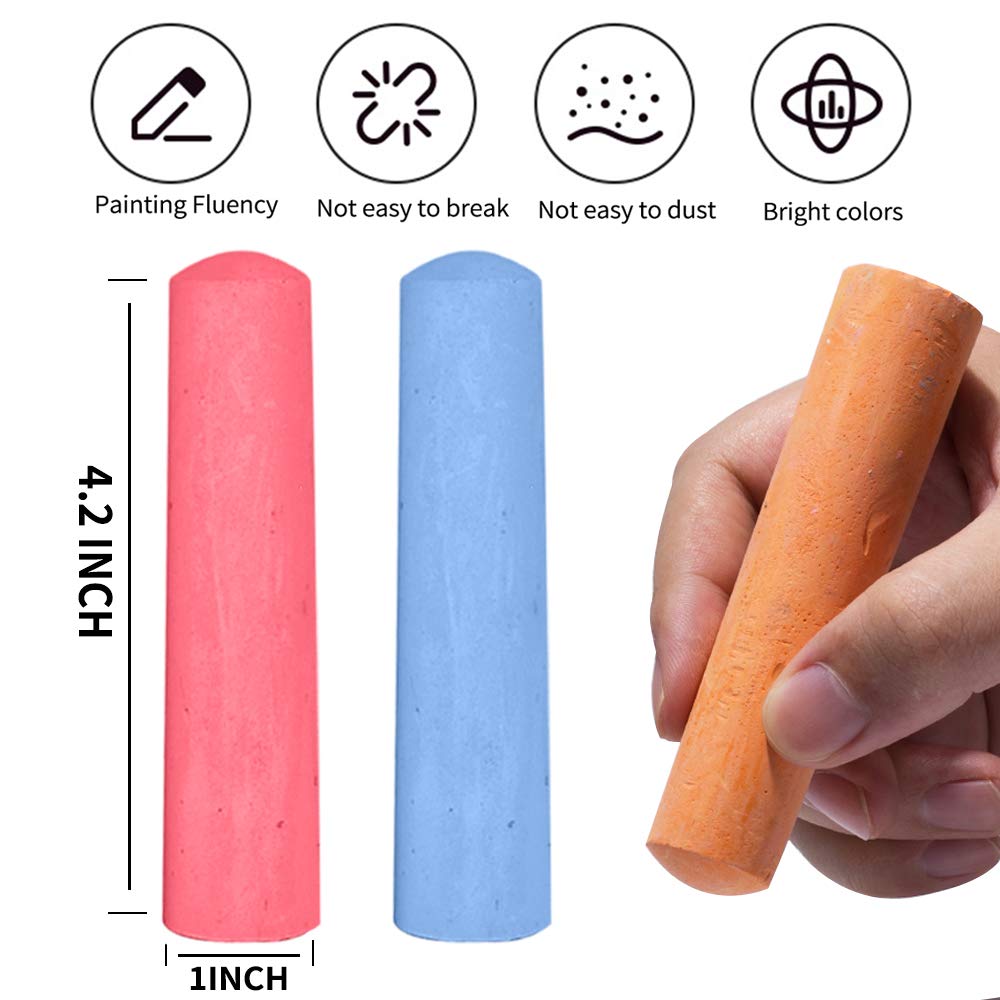 JASNKKONT 162-Pack 18-Color Jumbo Sidewalk Chalk Set | Non-Toxic Outdoor Art for Kids & Adults