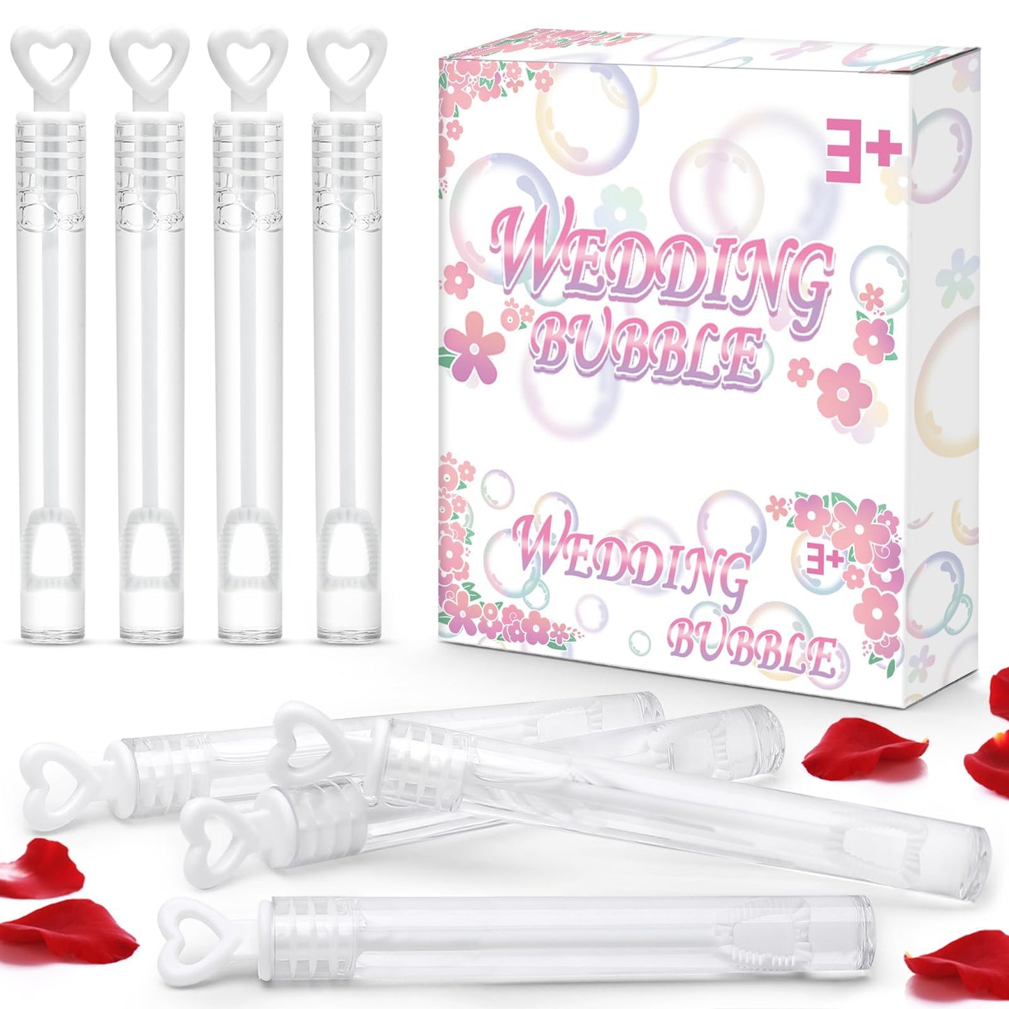 JASNKKONT 32Pcs Wedding Bubble Wands Bulk – White Heart Top Party Favors
