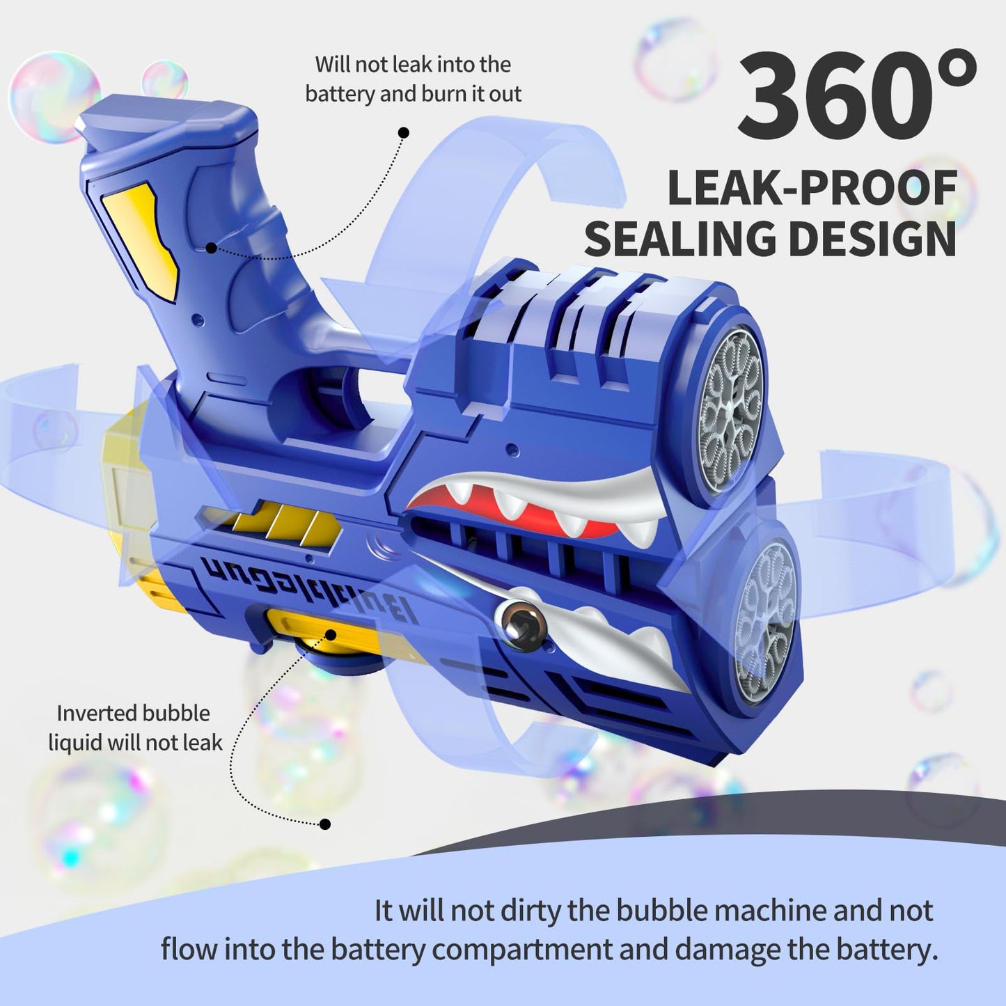 Jasny 2 Pack Bubble Guns for Kids – LED Dinosaur Bubble Machine Blasters with Refill Bottles