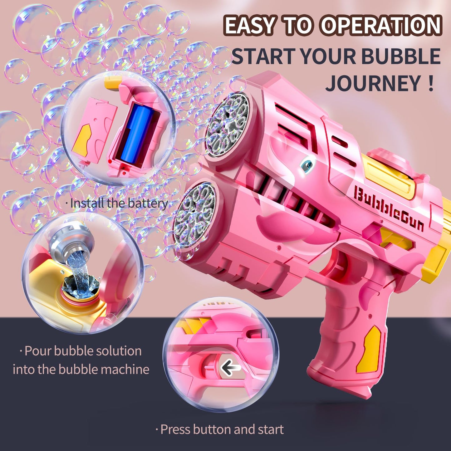 Jasny 2 Pack Rechargeable Dino Bubble Guns – LED Bubble Blaster for Kids