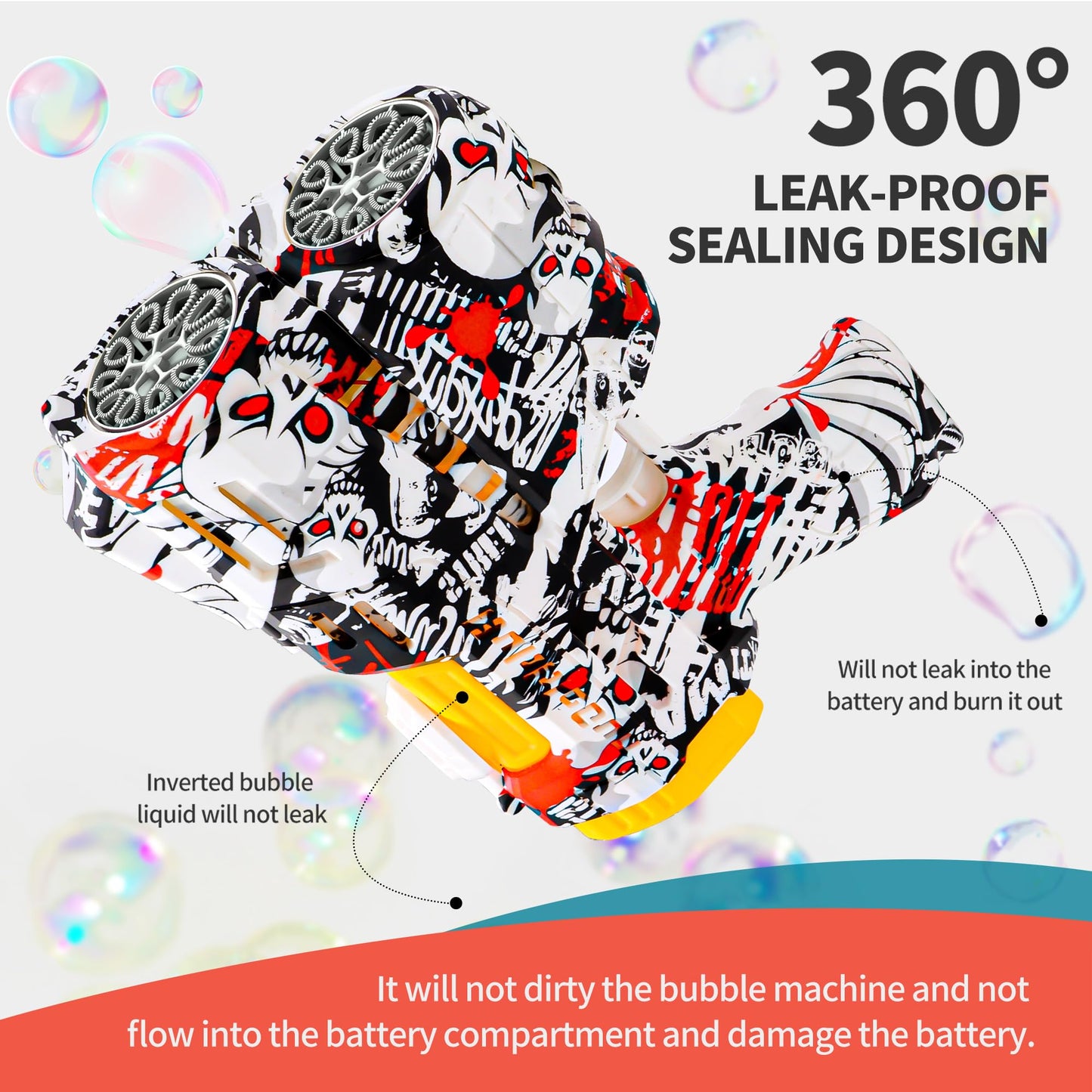 Jasny 2 Pack Bubble Guns for Kids - LED Light Up Bubble Blaster with Refills