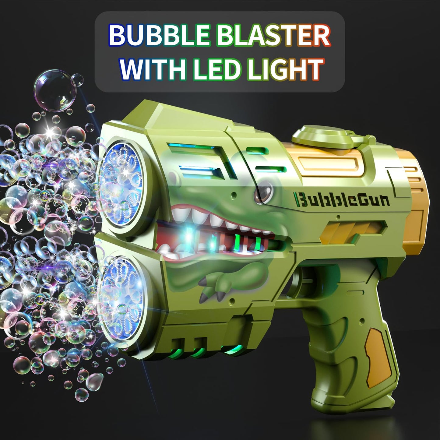 Jasny 2-Pack Bubble Guns for Kids | LED Light Up, Rechargeable Bubbles Machine