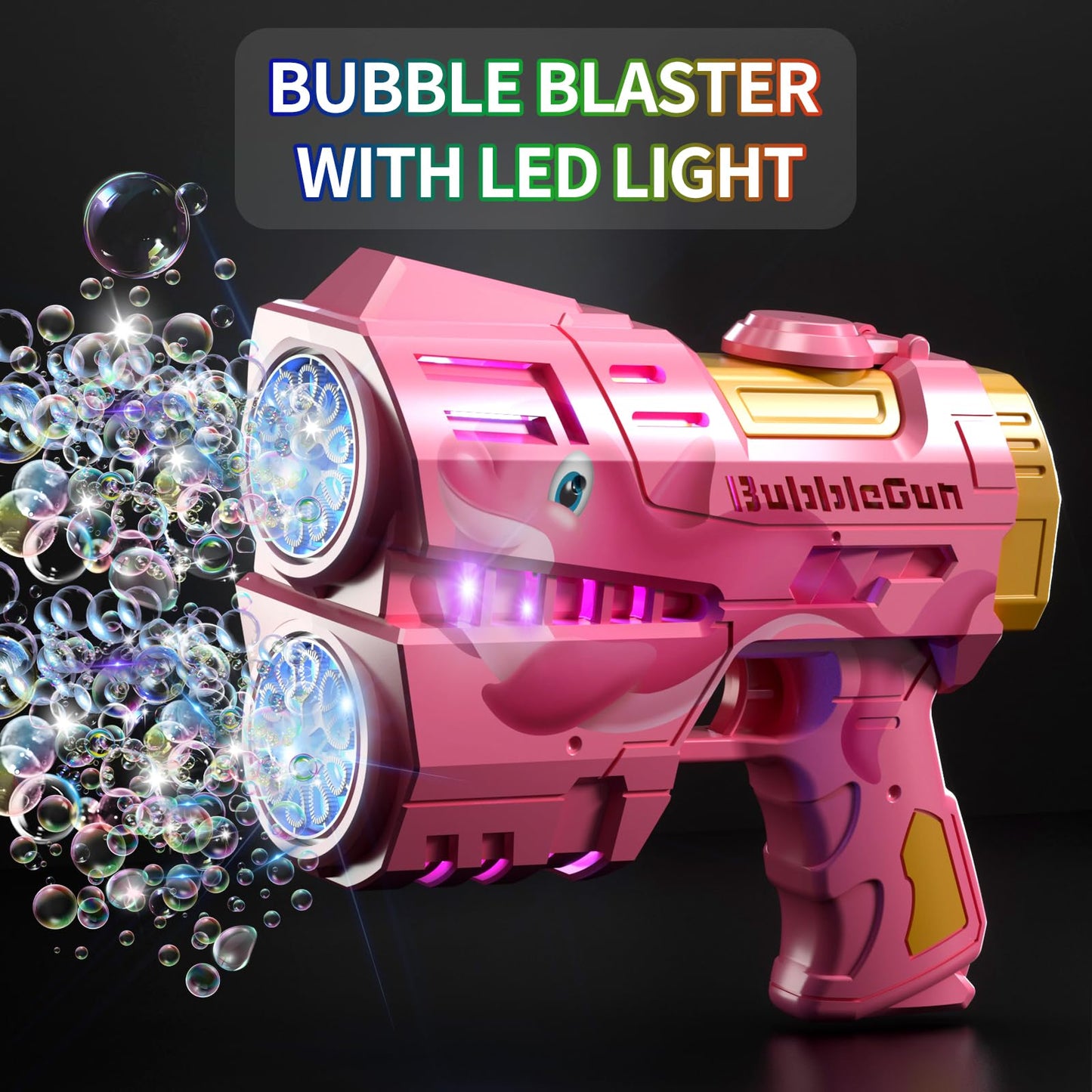 Jasny 2 Pack Rechargeable Dino Bubble Guns – LED Bubble Blaster for Kids