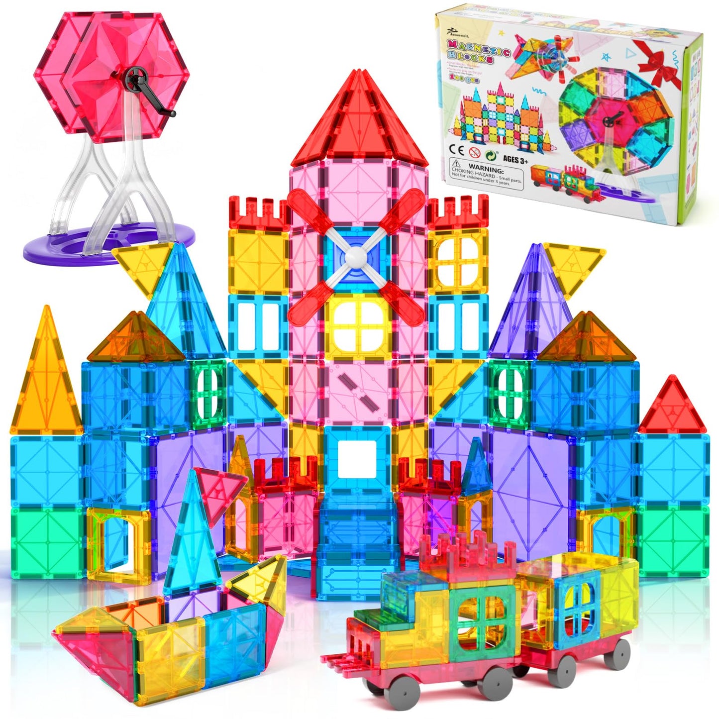Jasonwell 100pcs Magnetic Tiles Building Blocks Set – Educational STEM Construction Kit for Kids 3-12+