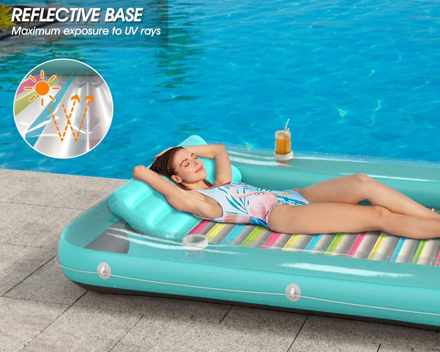 Jasonwell Inflatable Tanning Pool Lounger – 4-in-1 XL Sun Tan Tub for Pool, Beach, or Lake