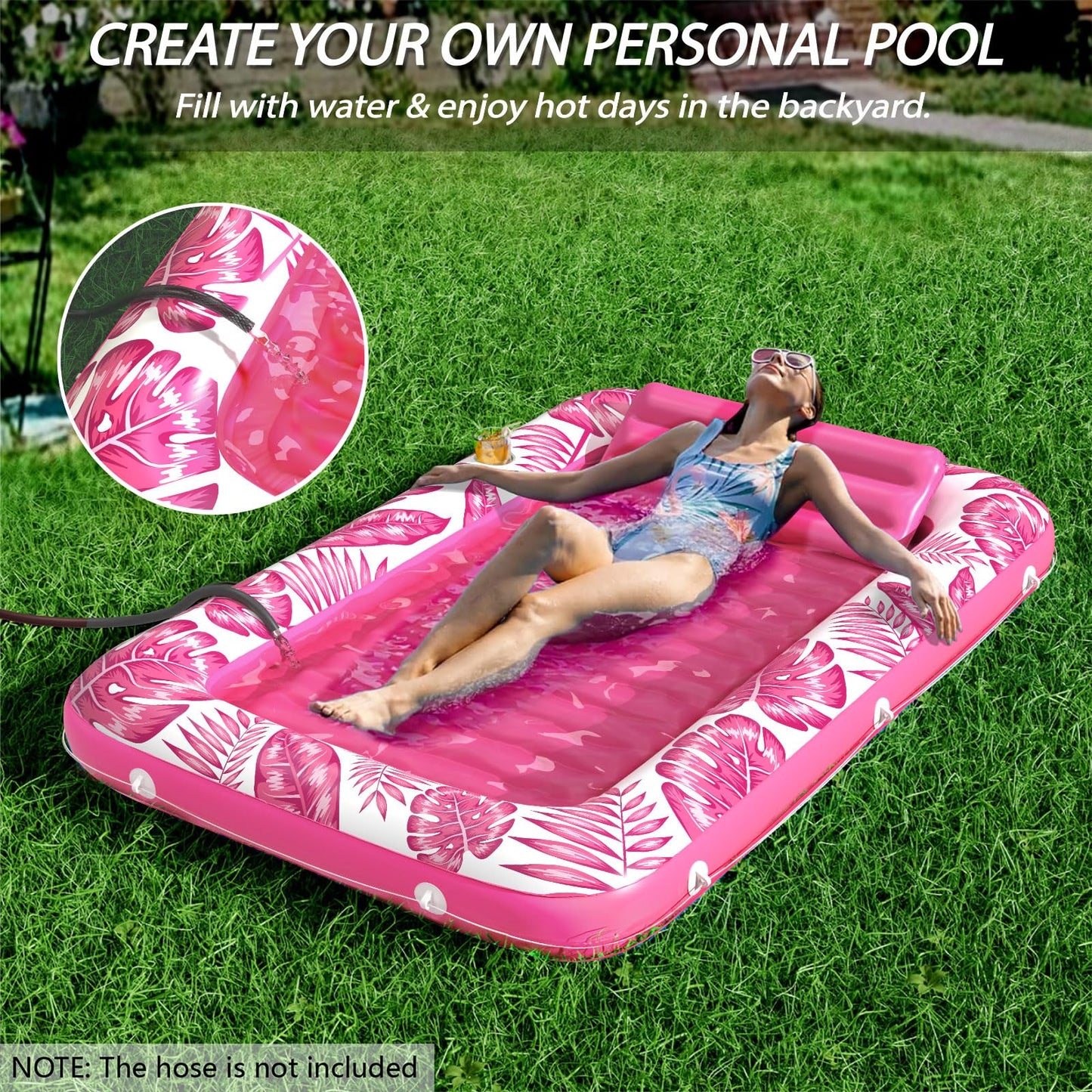 Jasonwell Inflatable Tanning Pool Lounger – 4 in 1 Sun Tan Tub for Pool, Beach & Lake