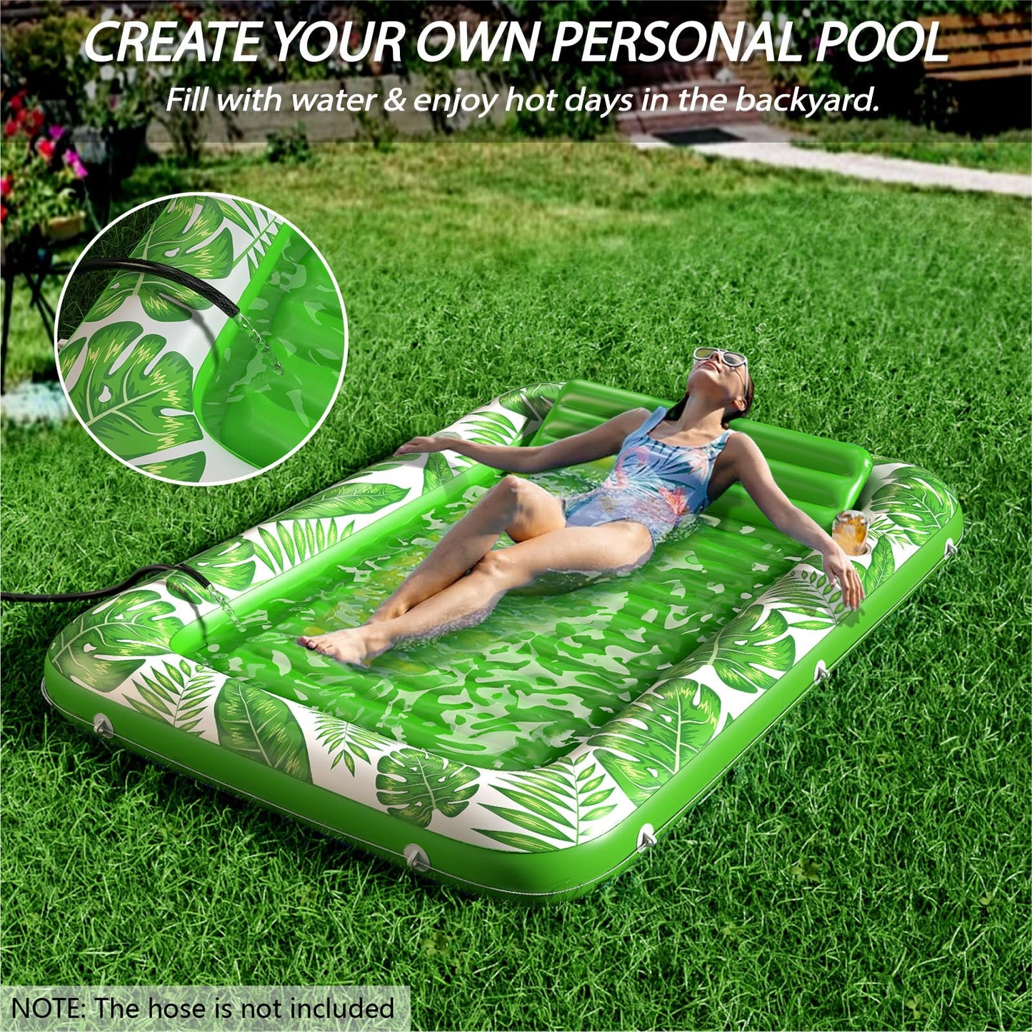 Jasonwell Inflatable Tanning Pool Lounger – 4-in-1 Sun Tan Tub, Water-Filled Pool Float