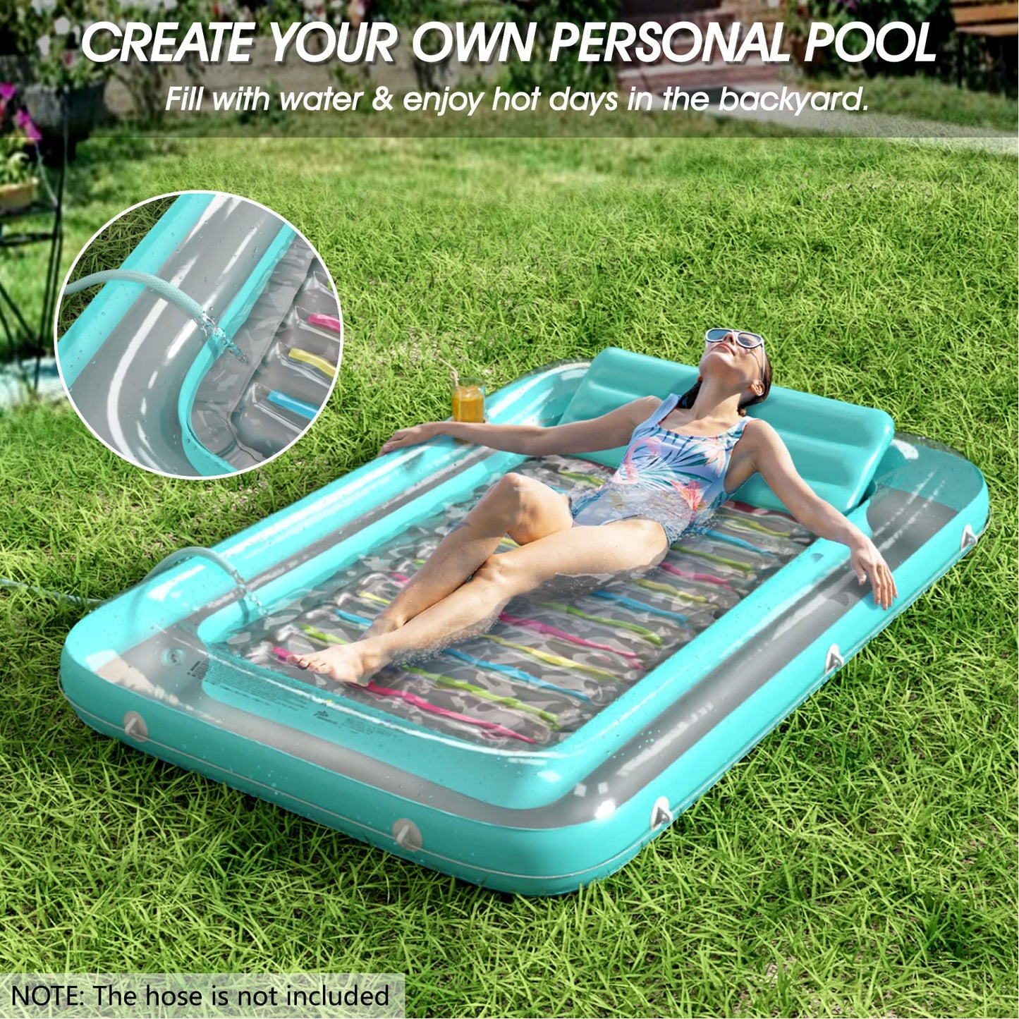 Jasonwell 4-in-1 Inflatable Tanning Pool Lounger - Sunbathing Float (L)