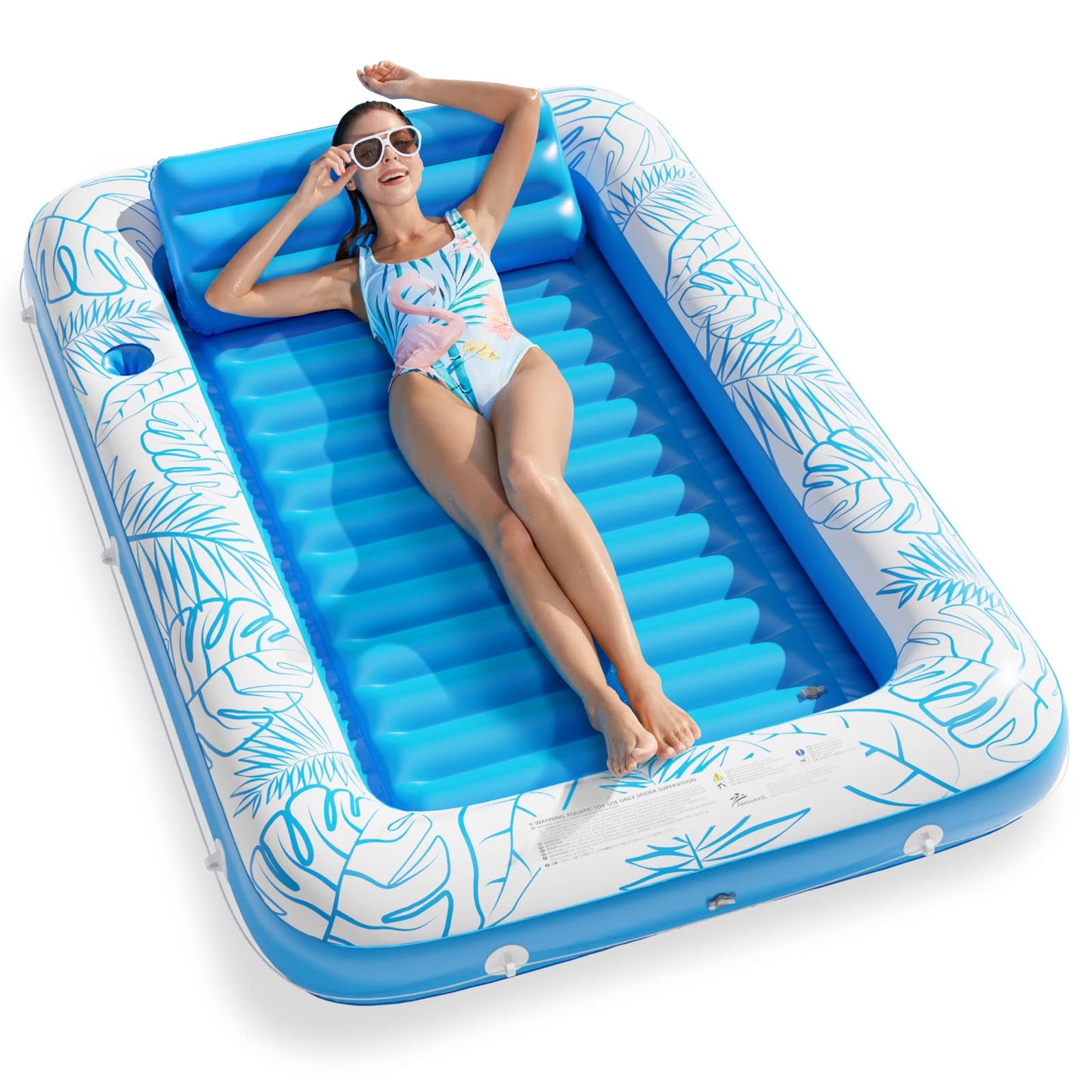 Jasonwell 4-in-1 Inflatable Sun Tan Tub Pool Lounger | Water-Filled Pool Float (L)