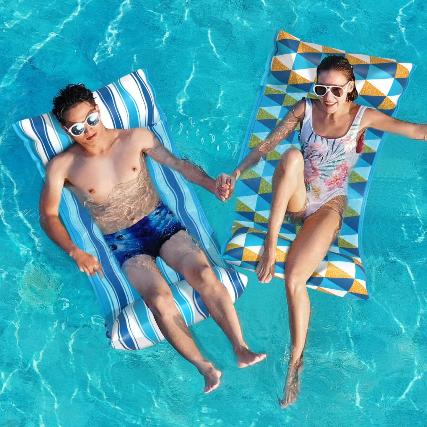 Jasonwell Water Hammock Pool Floats – 2-Pack 4-in-1 Lounge, Hammock, Saddle, Drifter