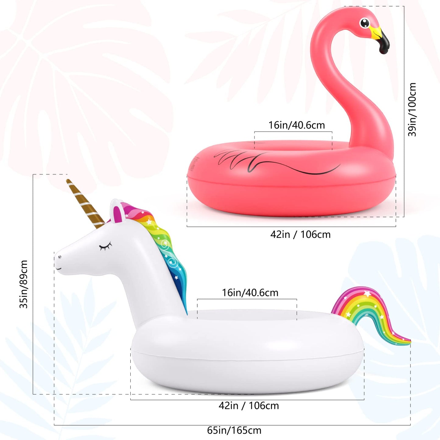 Jasonwell Inflatable Unicorn and Flamingo Pool Floats – 2 Pack