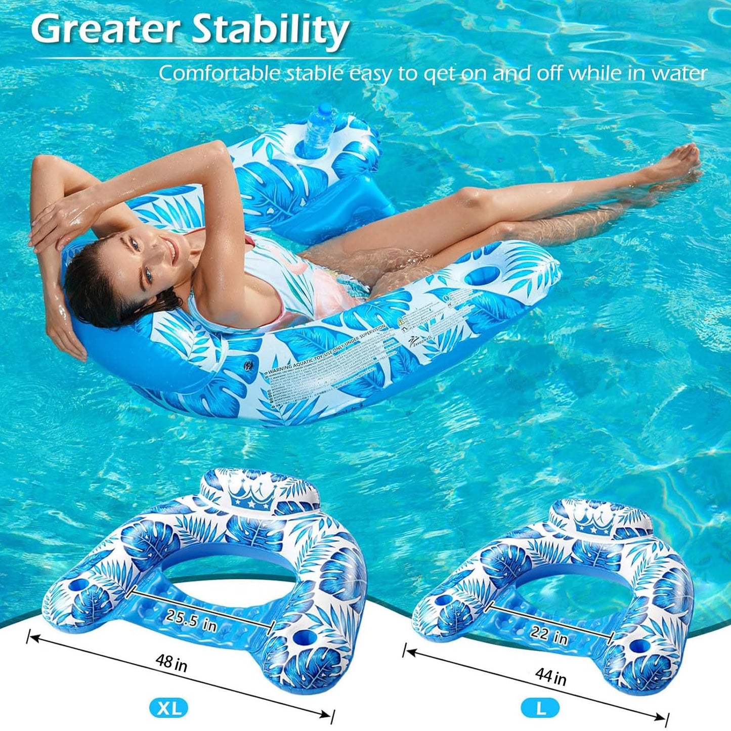 Jasonwell Inflatable Pool Float Chair - Lounge Lounger with Cup Holders for Adults