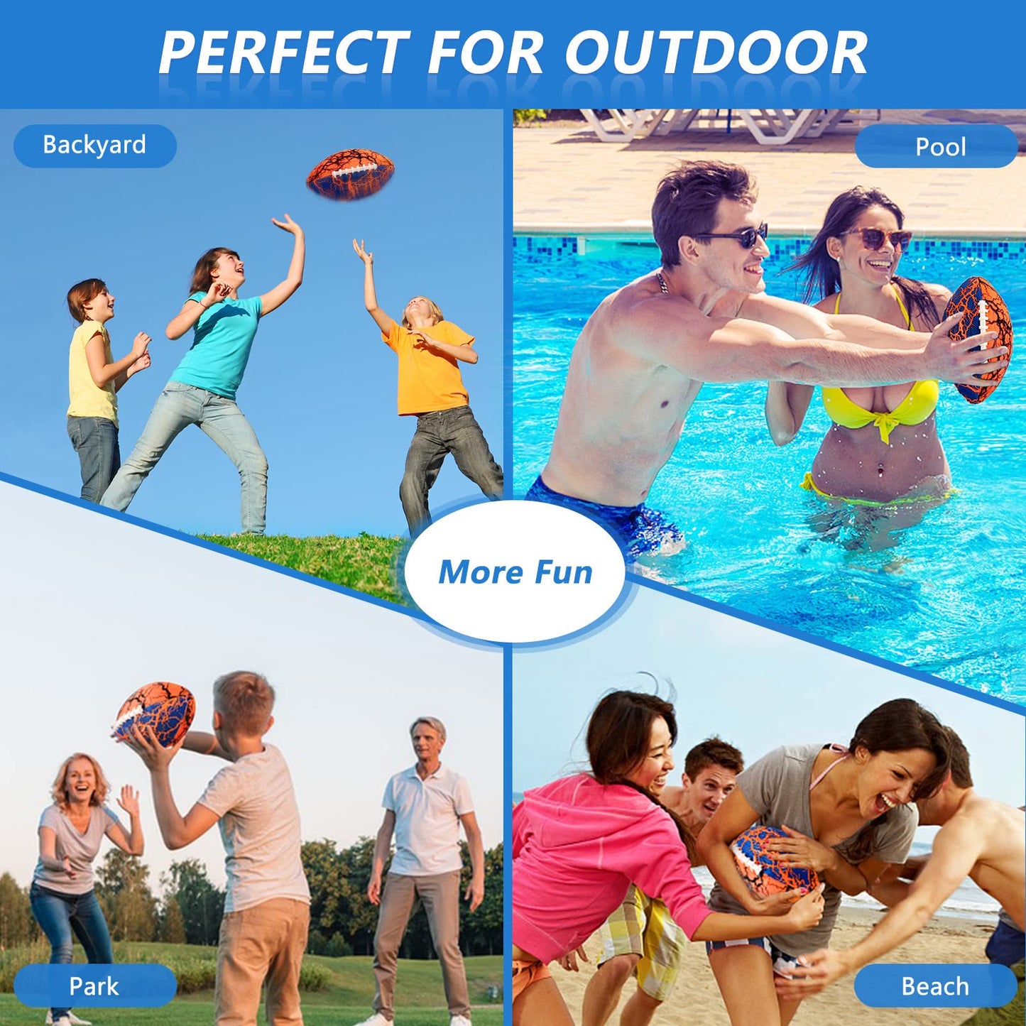 Jasonwell Pool Beach Water Football - 2-Pack, Strong Grip, Waterproof for All-Weather Play