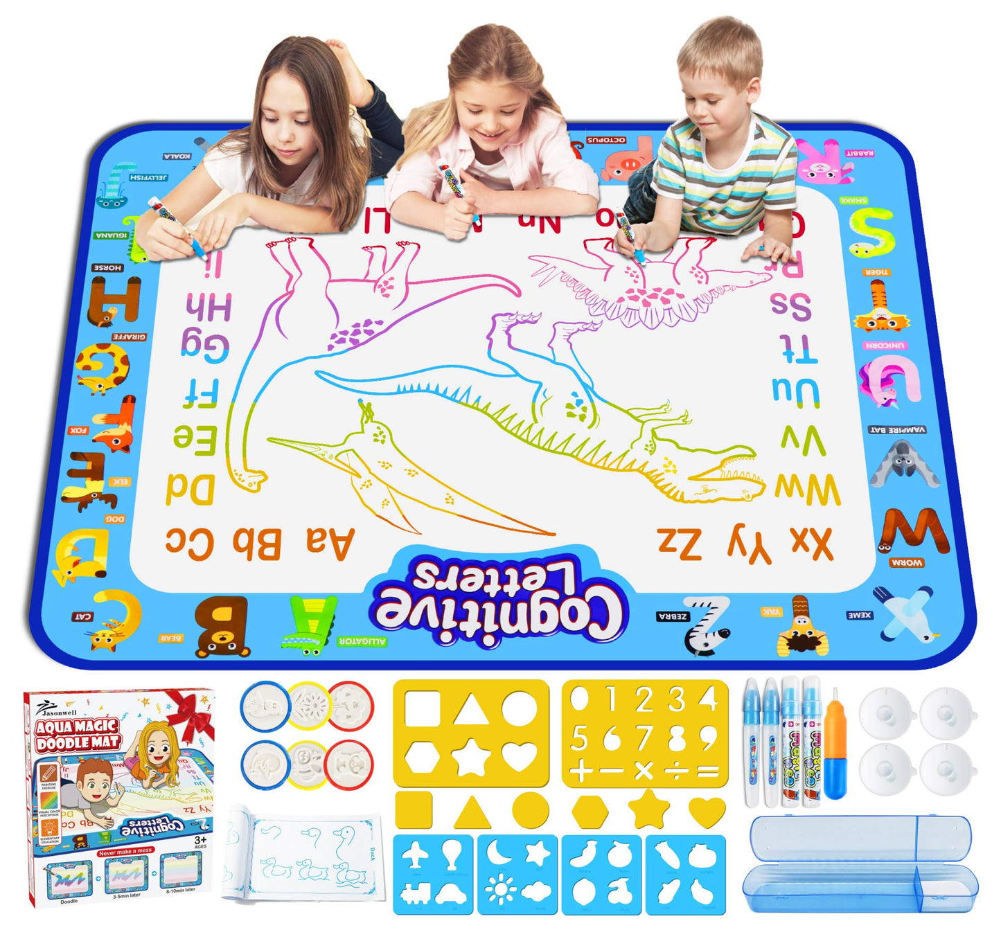 Jasonwell Aqua Water Doodle Mat 40x32 in – Large Mess-Free Water Drawing Art Toy for Kids