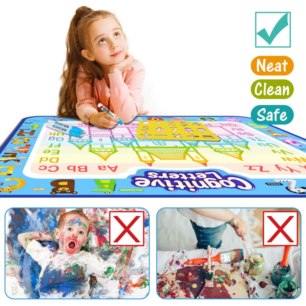 Jasonwell Aqua Water Doodle Mat 40x32 in – Large Mess-Free Water Drawing Art Toy for Kids