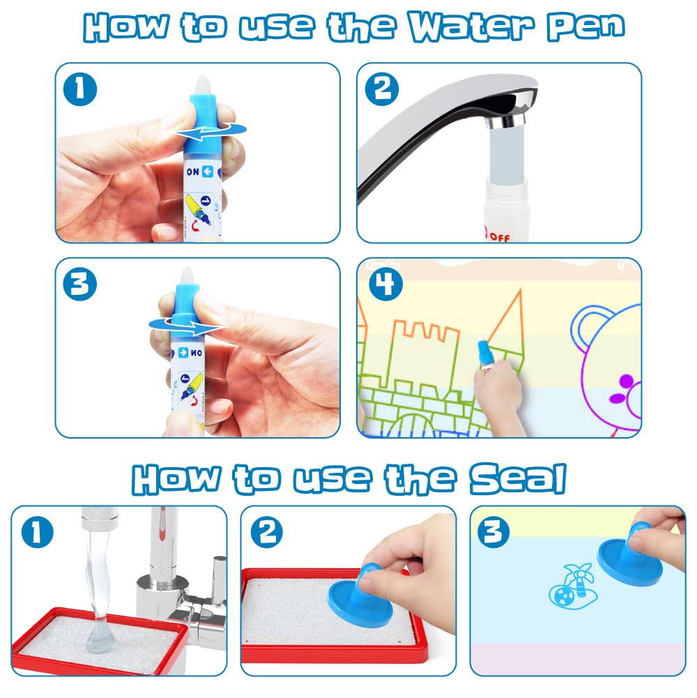 Jasonwell Aqua Water Doodle Mat Galaxy – 48 x 36 in Reusable Water Drawing Board for Kids