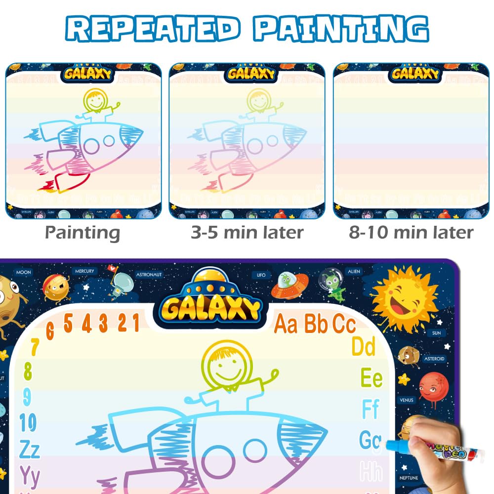 Jasonwell Aqua Water Doodle Mat Galaxy – 48 x 36 in Reusable Water Drawing Board for Kids