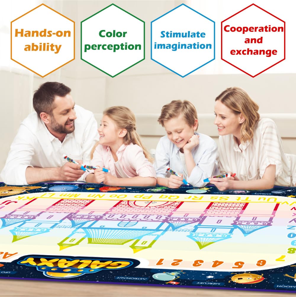 Jasonwell Aqua Water Doodle Mat Galaxy – 48 x 36 in Reusable Water Drawing Board for Kids