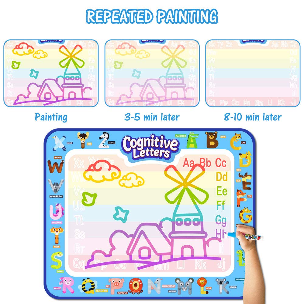 Jasonwell Aqua Water Doodle Mat 40x32 in – Large Mess-Free Water Drawing Art Toy for Kids