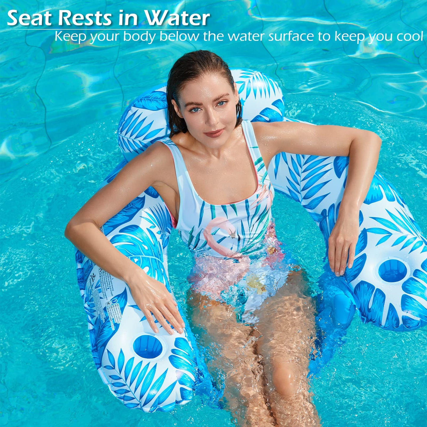 Jasonwell Inflatable Pool Float Chair 2-Pack XL Lounge Floats with Cup Holders