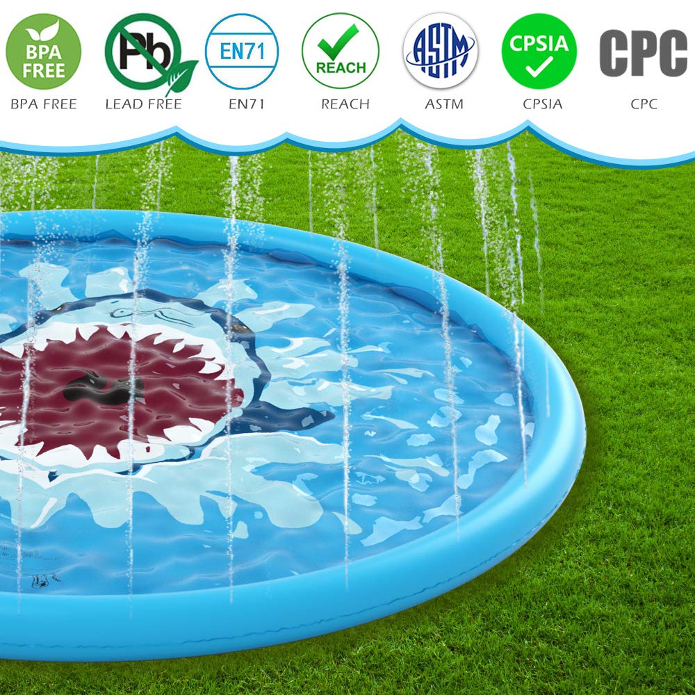 Jasonwell Splash Pad Sprinkler for Kids - 68 Inch Water Play Mat for Backyard Fun