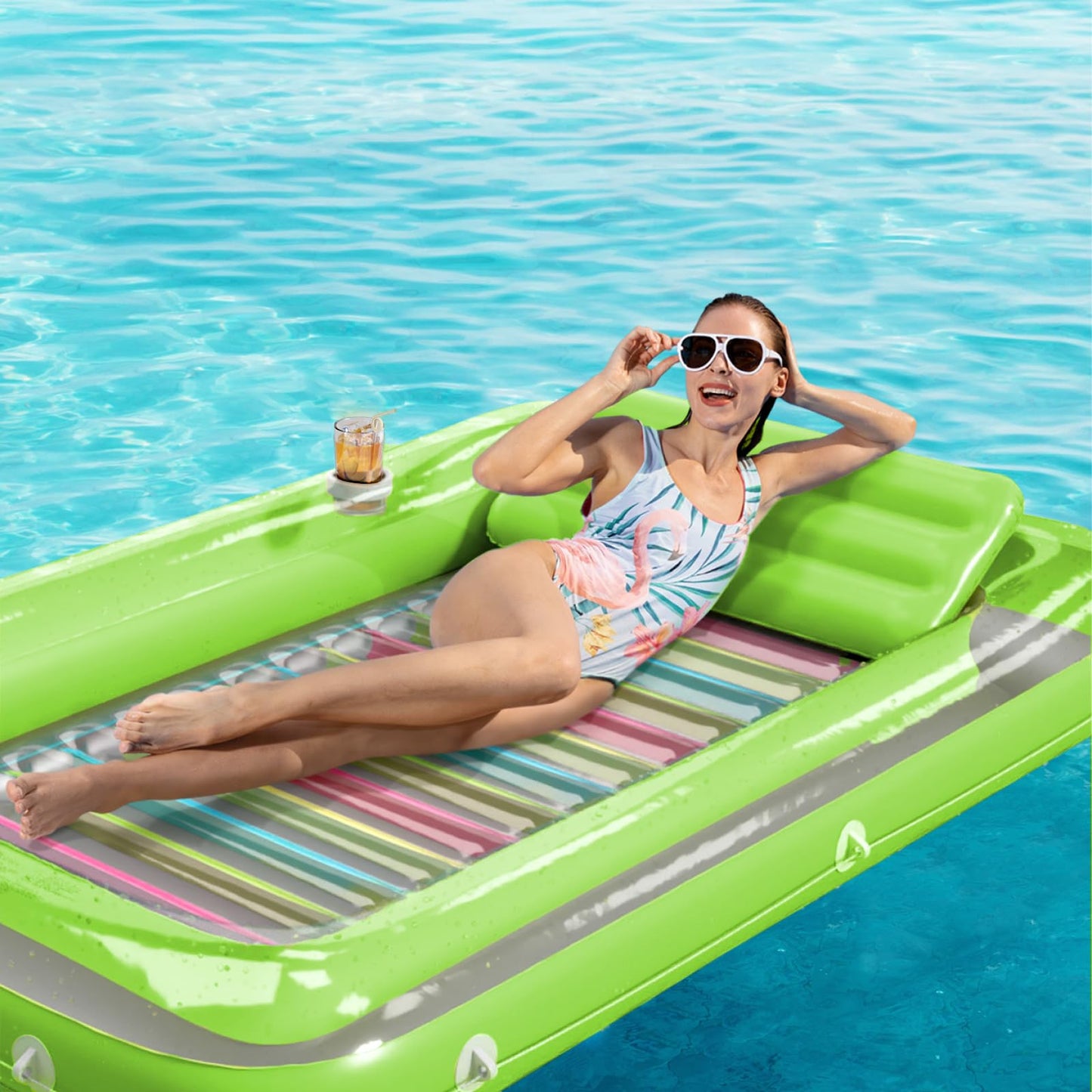 Jasonwell 4-in-1 Inflatable Tanning Pool Lounger – Sun Tan Tub for Adults