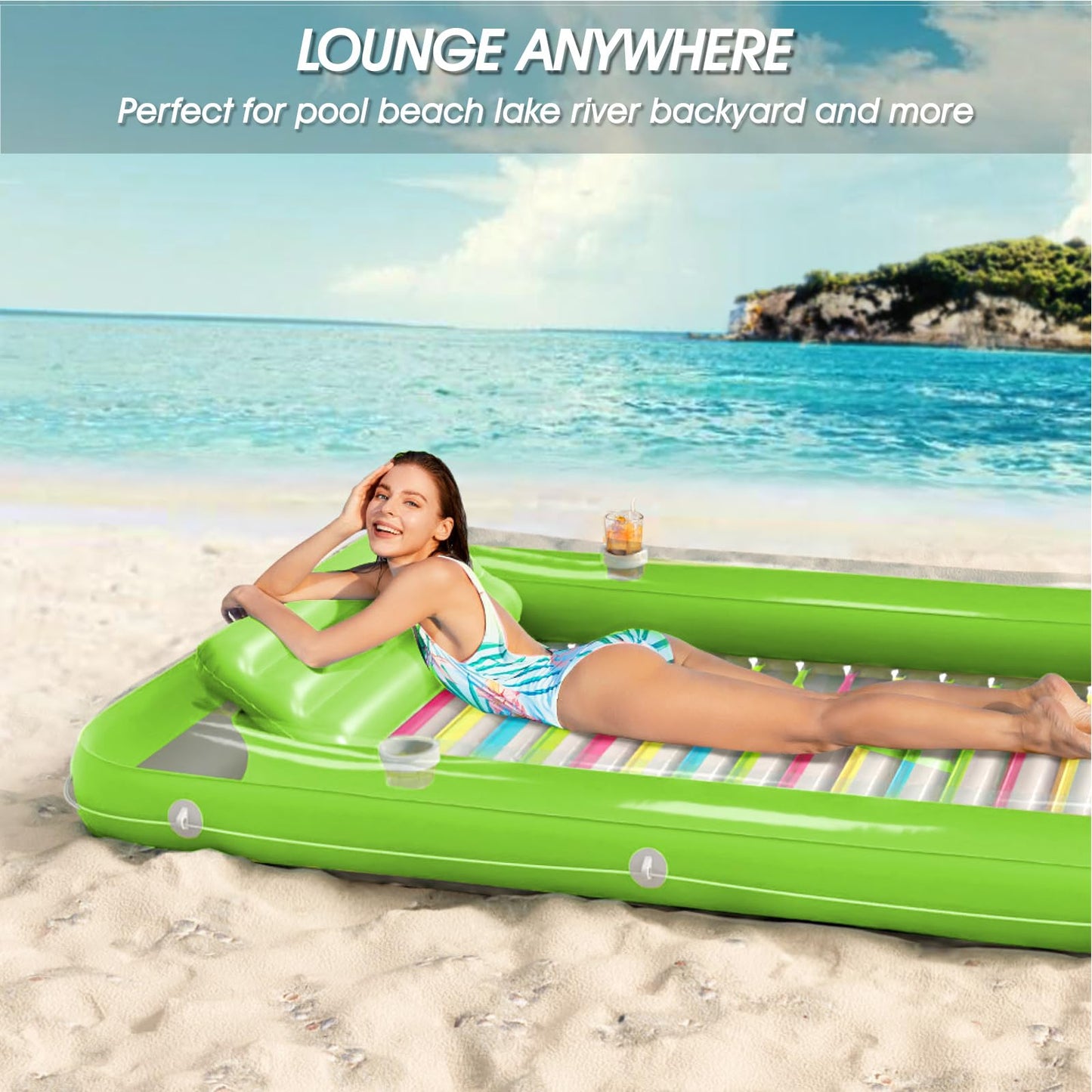 Jasonwell Inflatable Tanning Pool Lounger – 4-in-1 Sun Tan Tub (80x56 in)