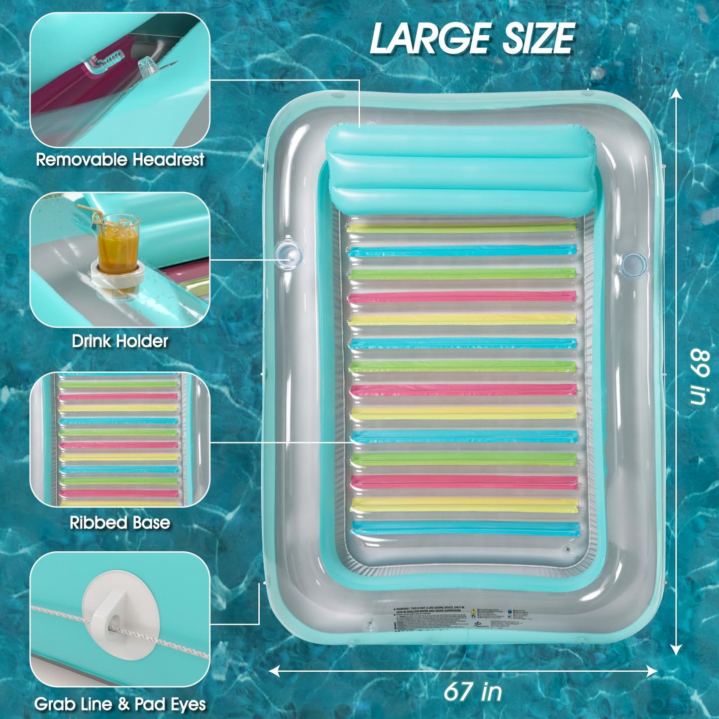 Jasonwell 4-in-1 Inflatable Tanning Pool Lounger Float | Sun Tan Tub & Pool Float