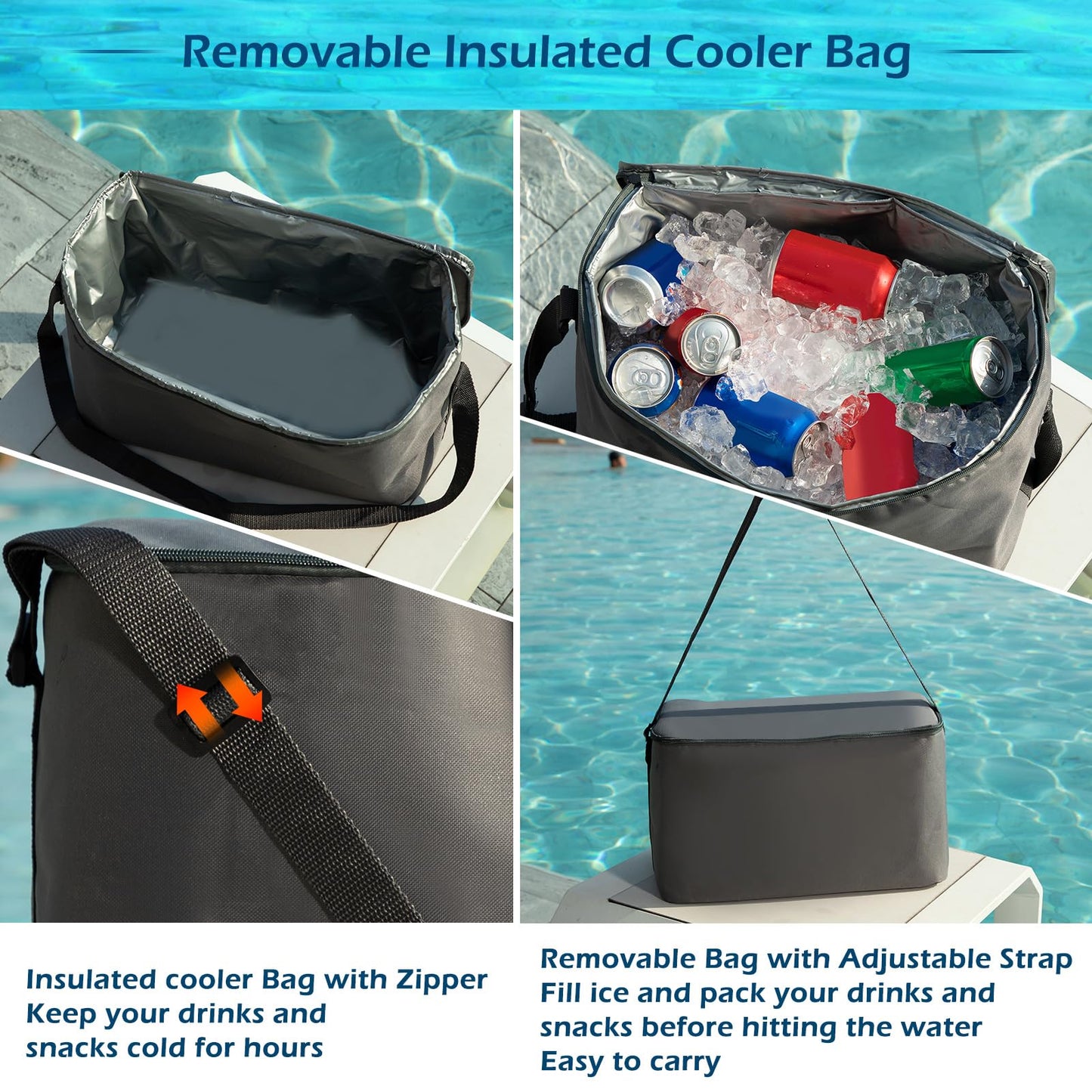 Jasonwell Heavy-Duty 2-Person Inflatable River Tube with Removable Cooler – Cyan