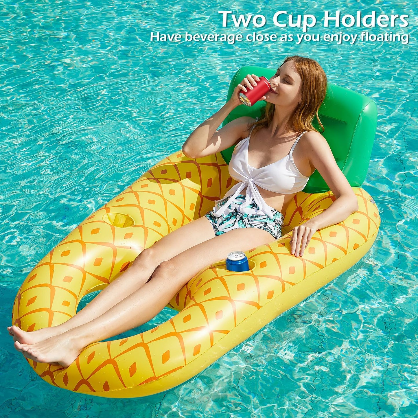 Jasonwell Inflatable Pool Float Lounger – Backrest, Cup Holders & Premium Vinyl
