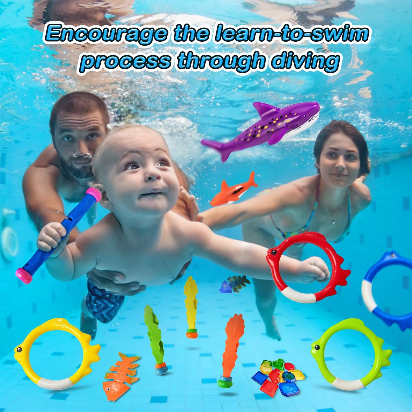 Jasonwell 31-Piece Pool Diving Toys Set – Rings, Sticks, Torpedoes & More for Kids, Teens & Families
