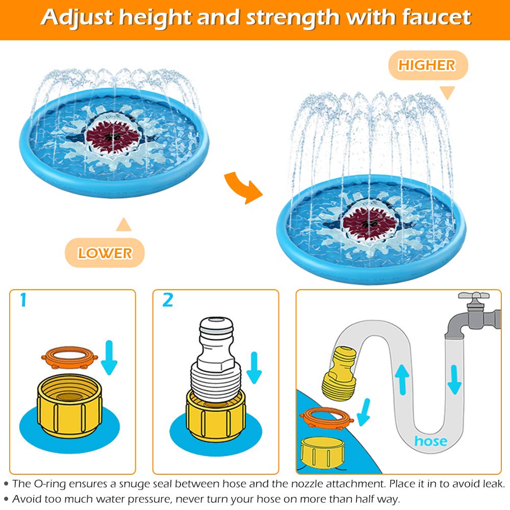 Jasonwell Splash Pad Sprinkler for Kids - 68 Inch Water Play Mat for Backyard Fun